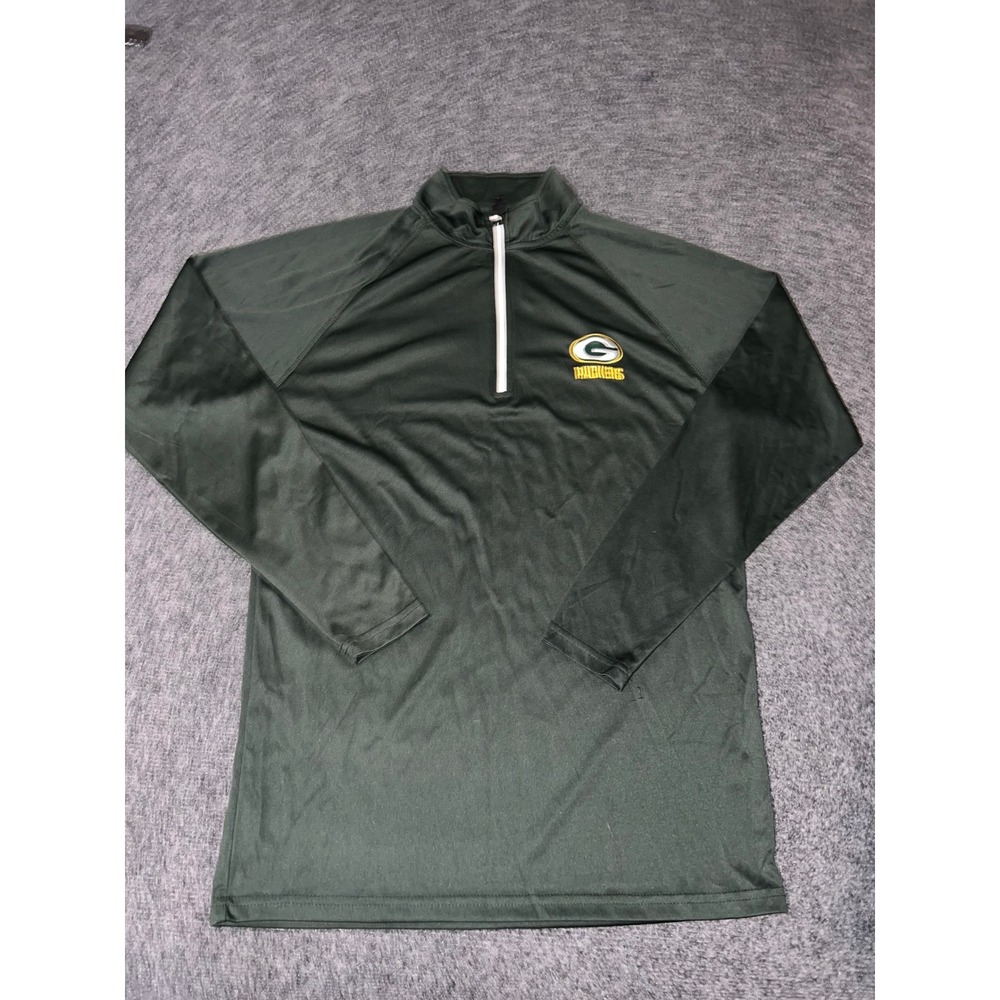 Dunbrooke Green Bay Packers Mens Medium Green 1/4 Zip Pullover Jacket NFL Logo